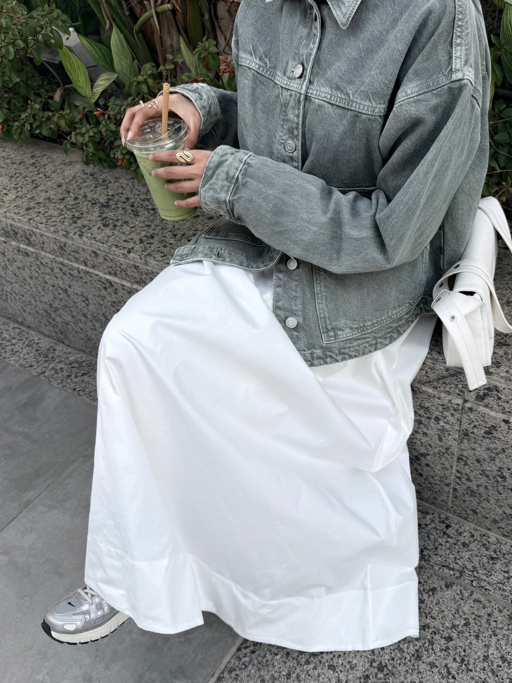 Poplin cotton skirt