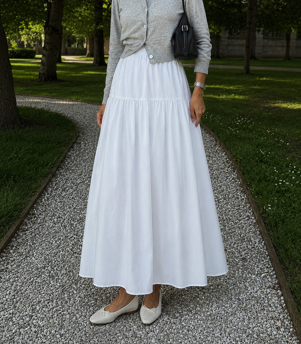 Cloud poplin skirt